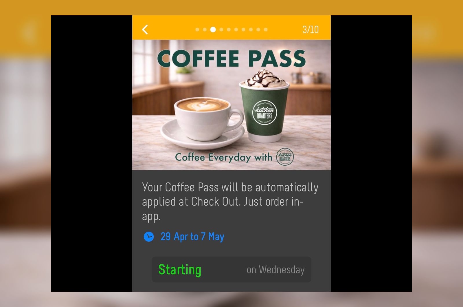 Coffee subscription pass card in app